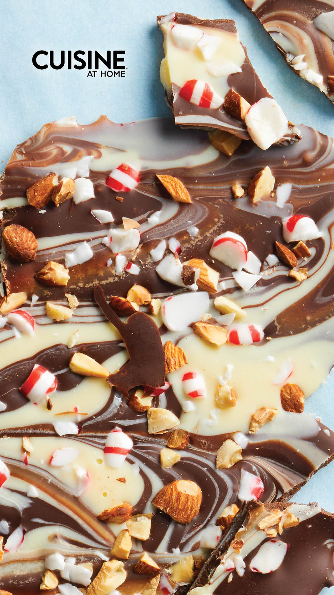 Free Mobile Wallpaper iOS iPhone Android - December 2022 - Cuisine at Home - Winter aesthetic cozy comfort food cooking homemade holiday Christmas cookies candy marbled chocolate bark peppermint hygge