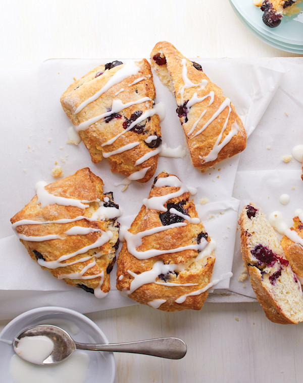 Air Fryer Blueberry Scones with lemon glaze