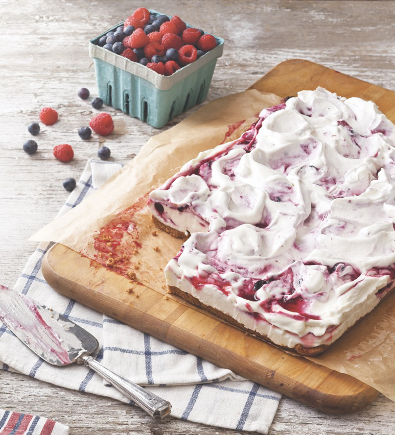 Frozen Berry Swirl Sheet Cake