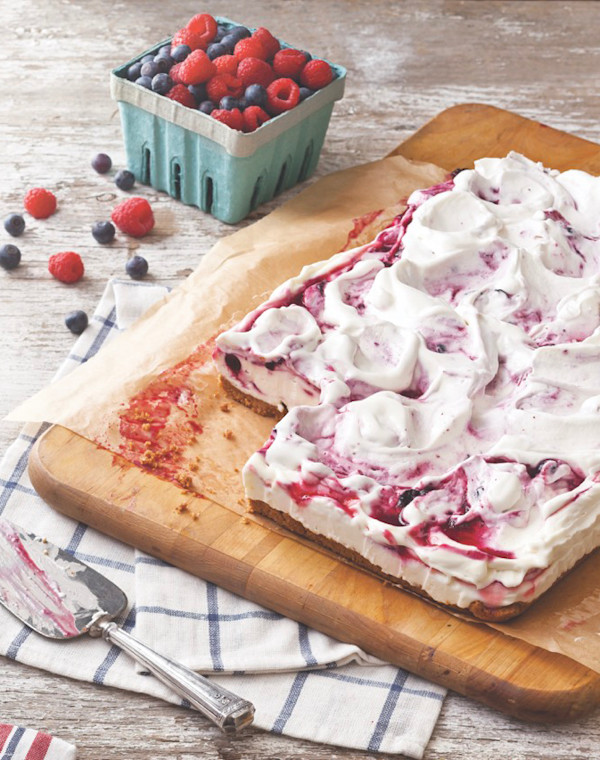 Frozen Berry Swirl Sheet Cake