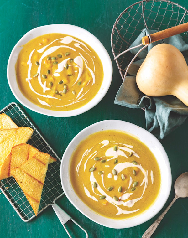 Butternut Squash, Coconut, and Shrimp Bisque