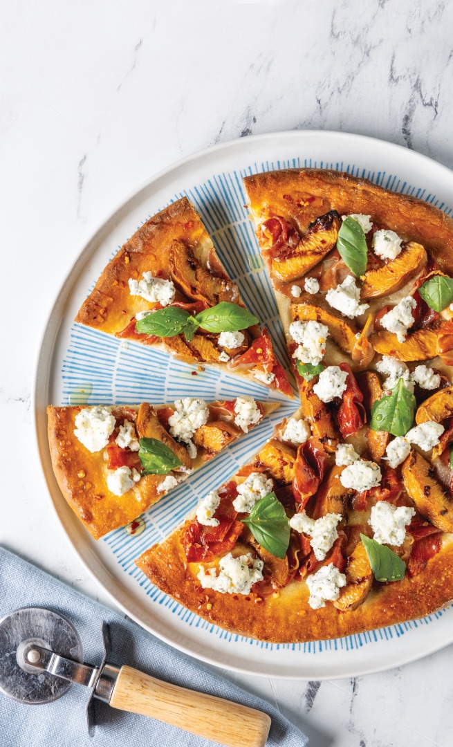 Peach and Goat Cheese Flatbread Pizza