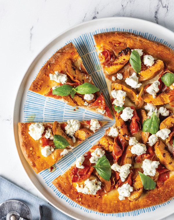 Peach and Goat Cheese Flatbread Pizza