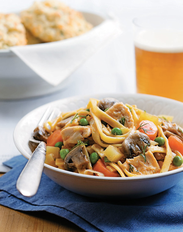 Chicken & Noodles with mushrooms and herbs