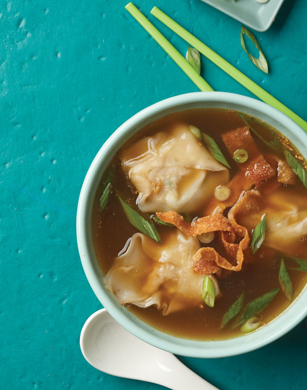 Chicken Wonton Soup with ginger and five-spice