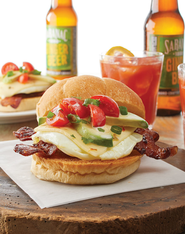 Chipotle-Bacon Breakfast Sandwich with Tomato Avocado Salsa