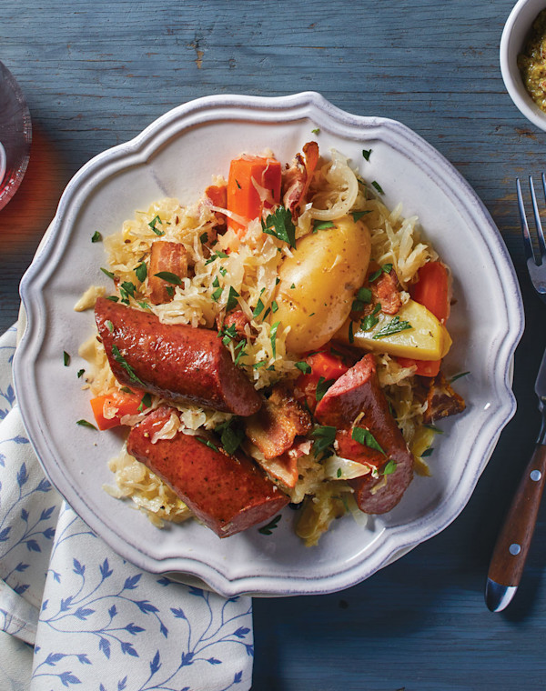 Choucroute Garnie with smoked sausage