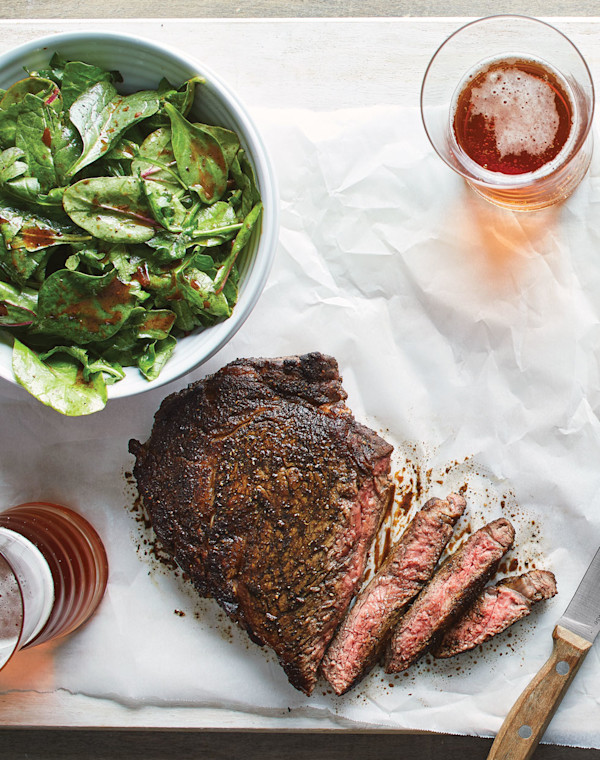 Coffee-Rubbed Rib-Eye & Salad with Coffee-Balsamic Vinaigrette 