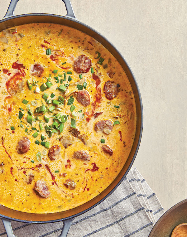 Creamy Cajun Potato Soup with Andouille