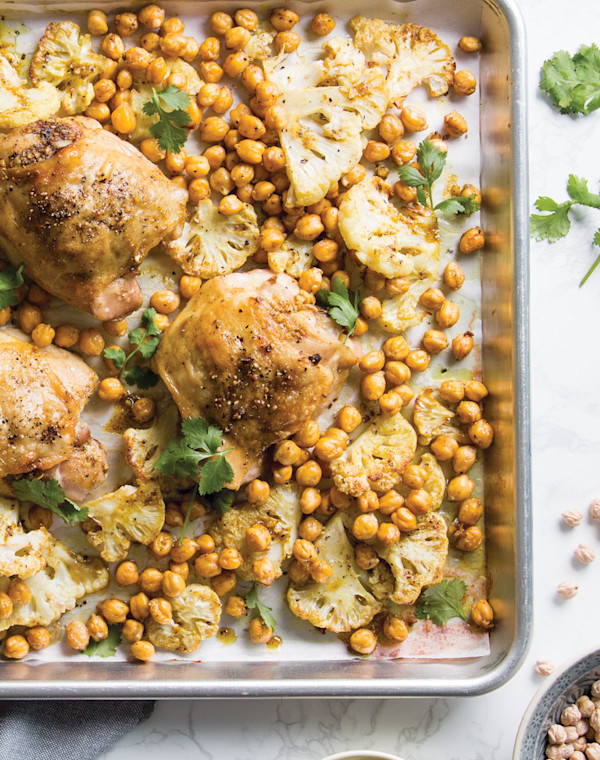 Curried Chicken with Roasted Chickpeas and Cauliflower