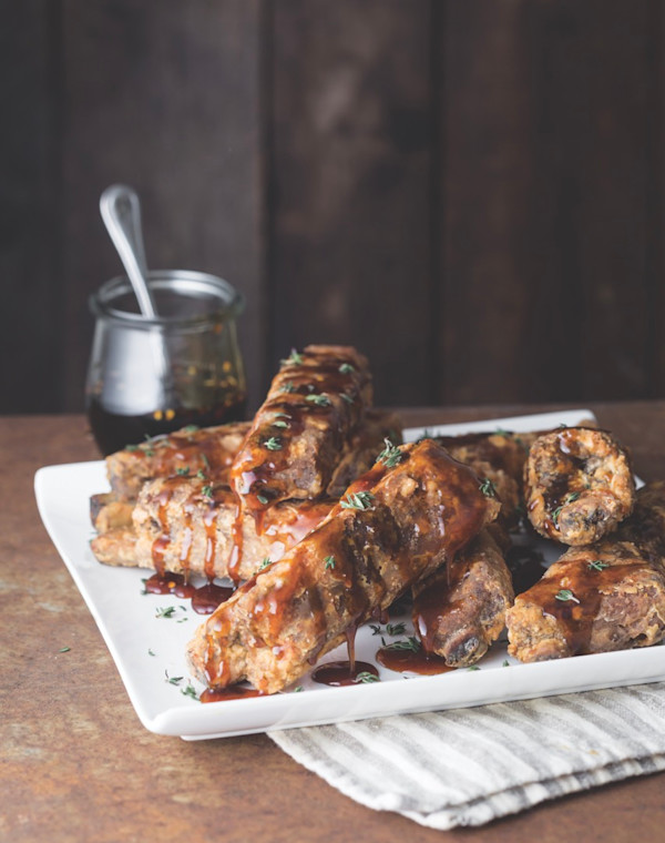 Fried St. Louis Ribs with Spicy Cane Syrup Drizzle