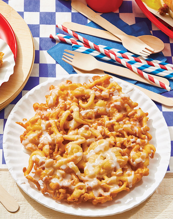 Funnel Cakes with powdered sugar glaze