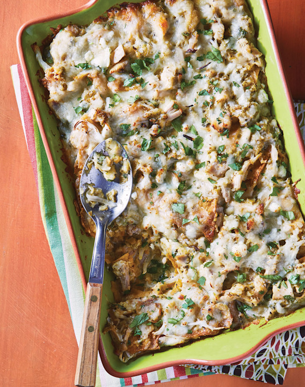 Green Chicken Chilaquiles Casserole