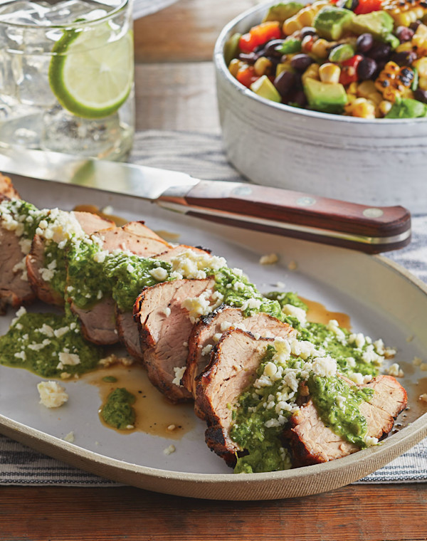 Grilled Pork Tenderloin with Scallion-Cilantro Sauce