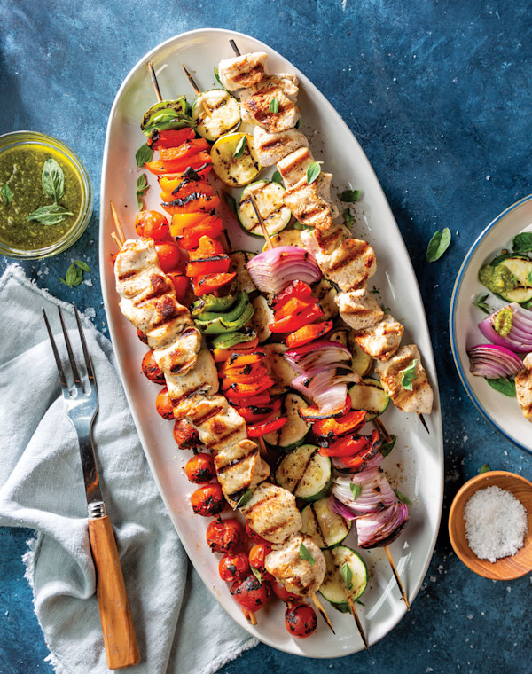 Grilled Vegetable and Chicken Kabobs