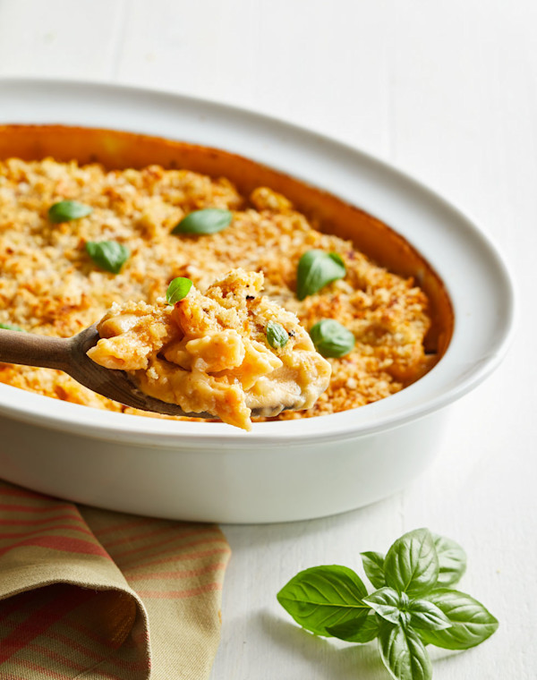 Healthier Mac 'n Cheese with Basil & Bread Crumbs
