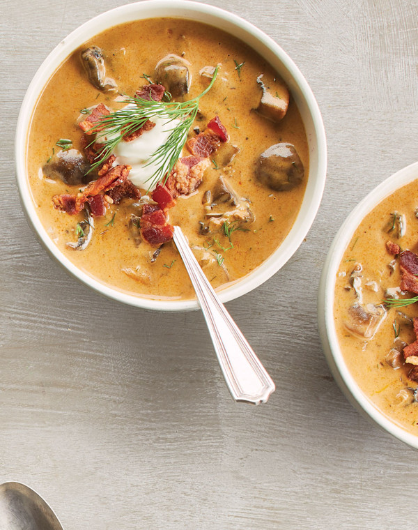 Hungarian Cream of Mushroom Soup with Bacon & Fresh Dill
