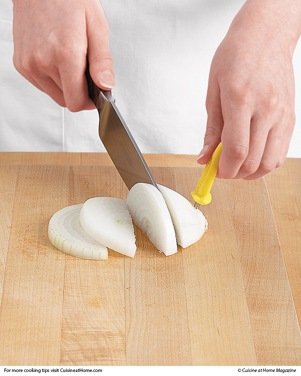 Cut Onions Safely by Using Corn Holders