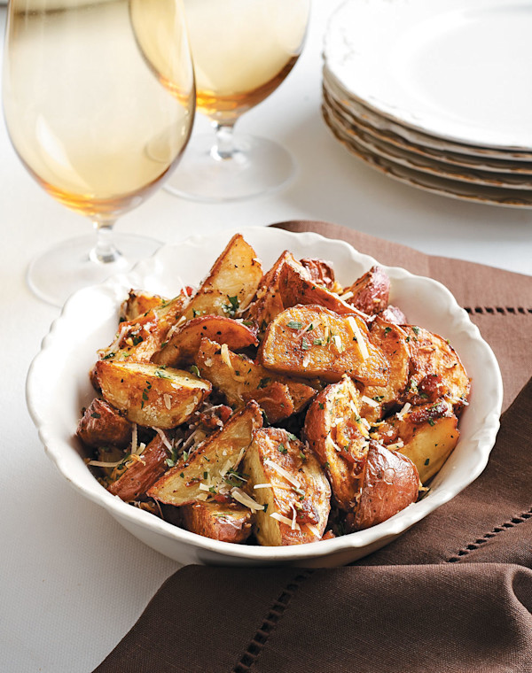 Oven-Roasted Potatoes with Parmesan-bacon vinaigrette
