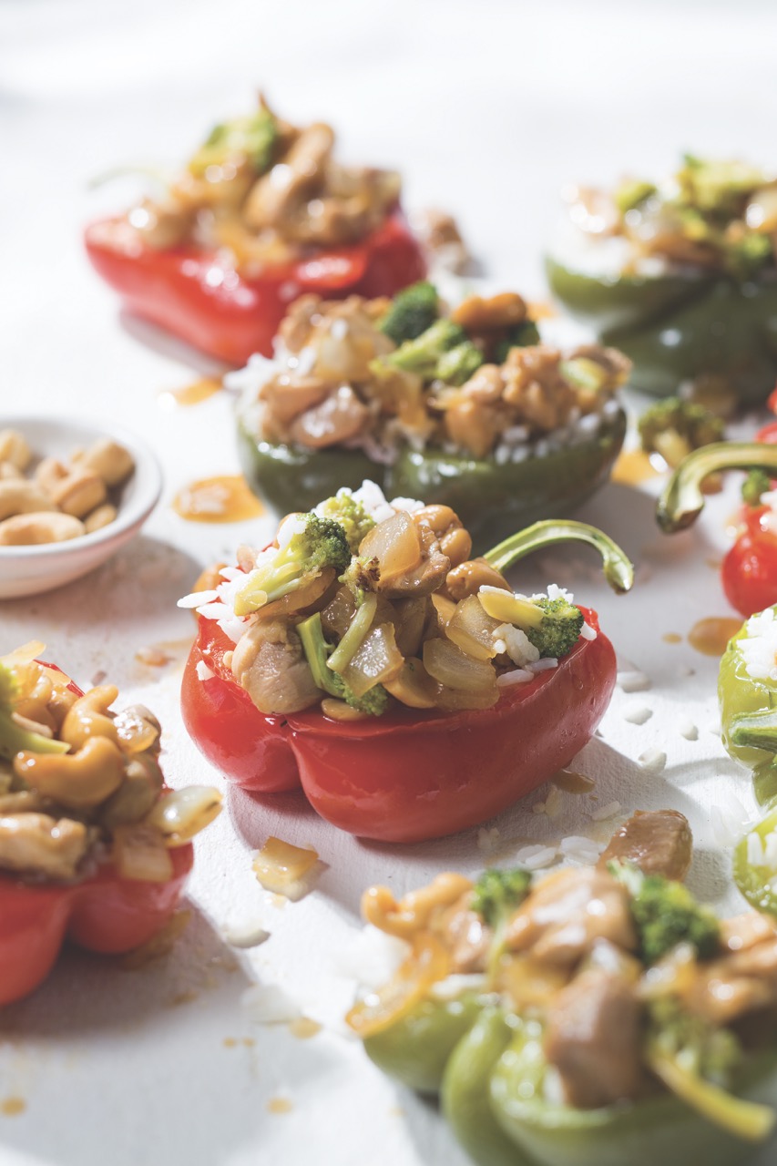 Cashew Chicken-Stuffed Peppers