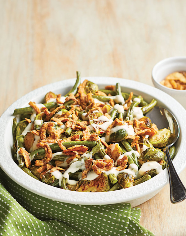 Roasted Brussels Sprouts & Green Bean Casserole