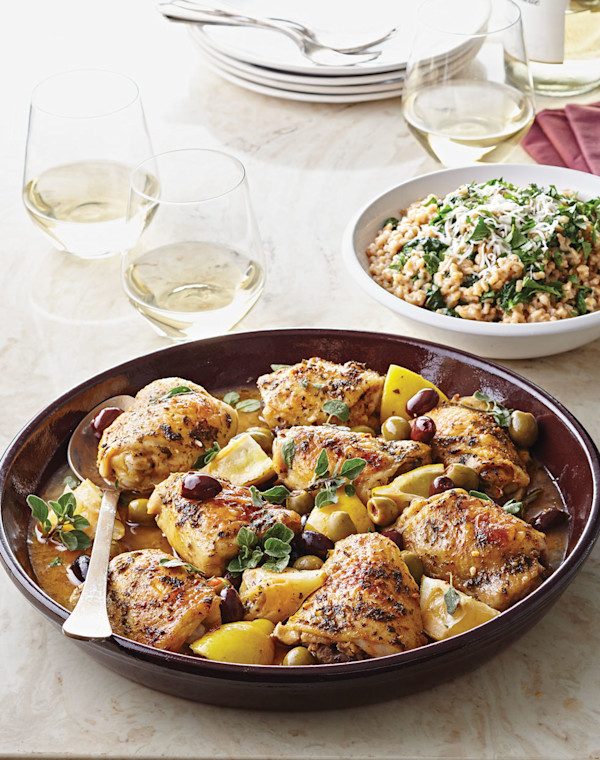 Roasted Chicken Thighs with Olives & Lemons
