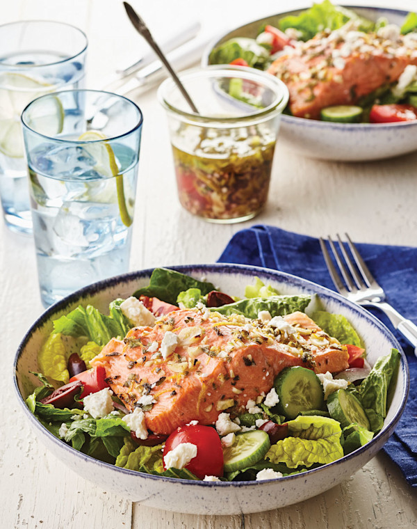 Greek Salmon Salad Bowls