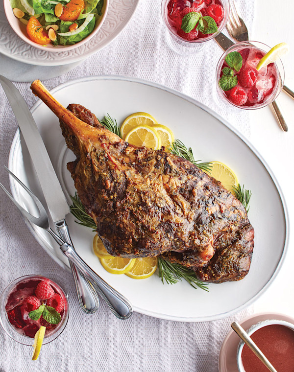 Rosemary & Garlic Roasted Leg of Lamb with Shrewsbury Sauce