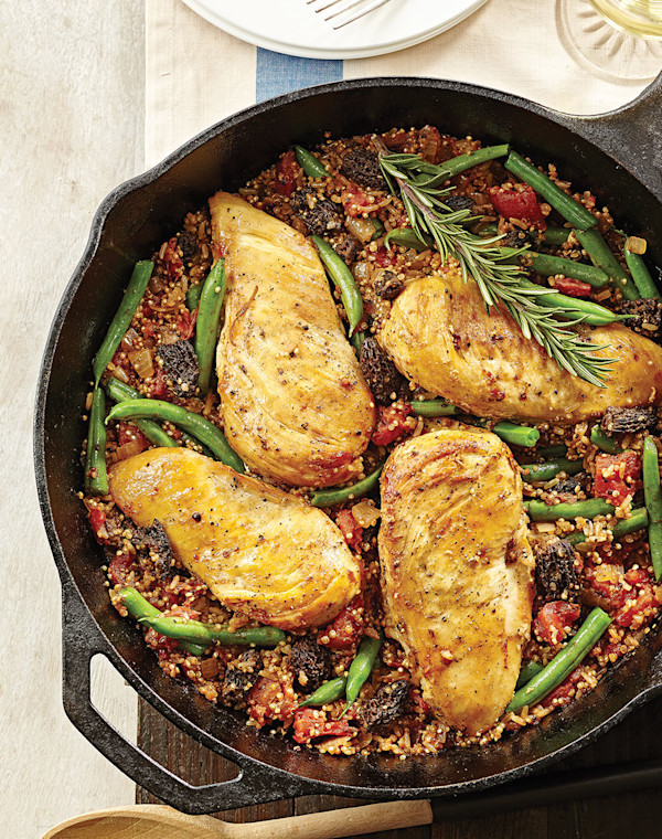 One Pot Sautéed Chicken with provençal quinoa pilaf