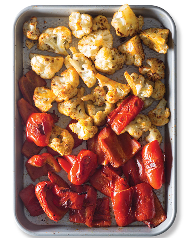 Smoky Roasted Red Bell Peppers and Cauliflower