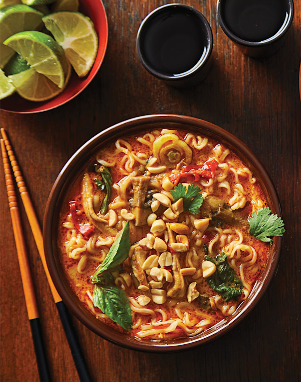 Instant Pot Spicy Ramen Bowls with red curry