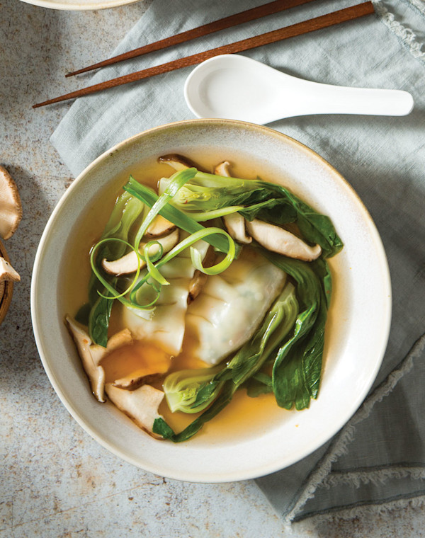 Spicy Vegetable Dumpling-Bok Choy Soup