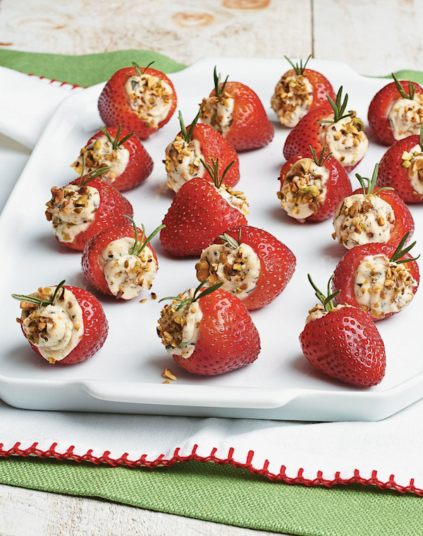 Strawberry Poppers with Rosemary and Pistachios